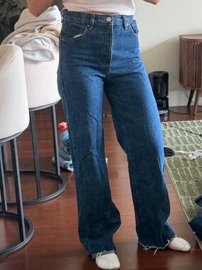 Mango Nora Straight-Leg Jeans in Dark Blue Denim